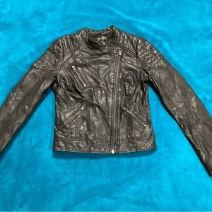 Topshop Faux Leather Cropped Jacket